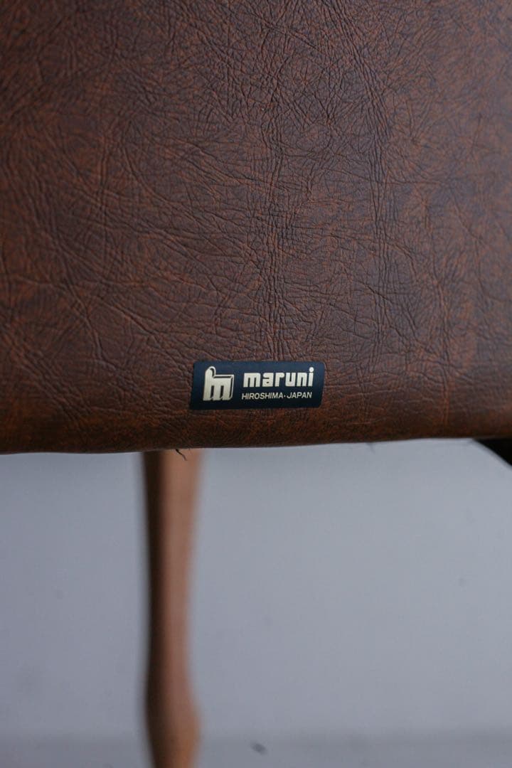 ナラ 無垢材　レザーチェア ダニングチェア　マルニ木工 古家具　アンティーク