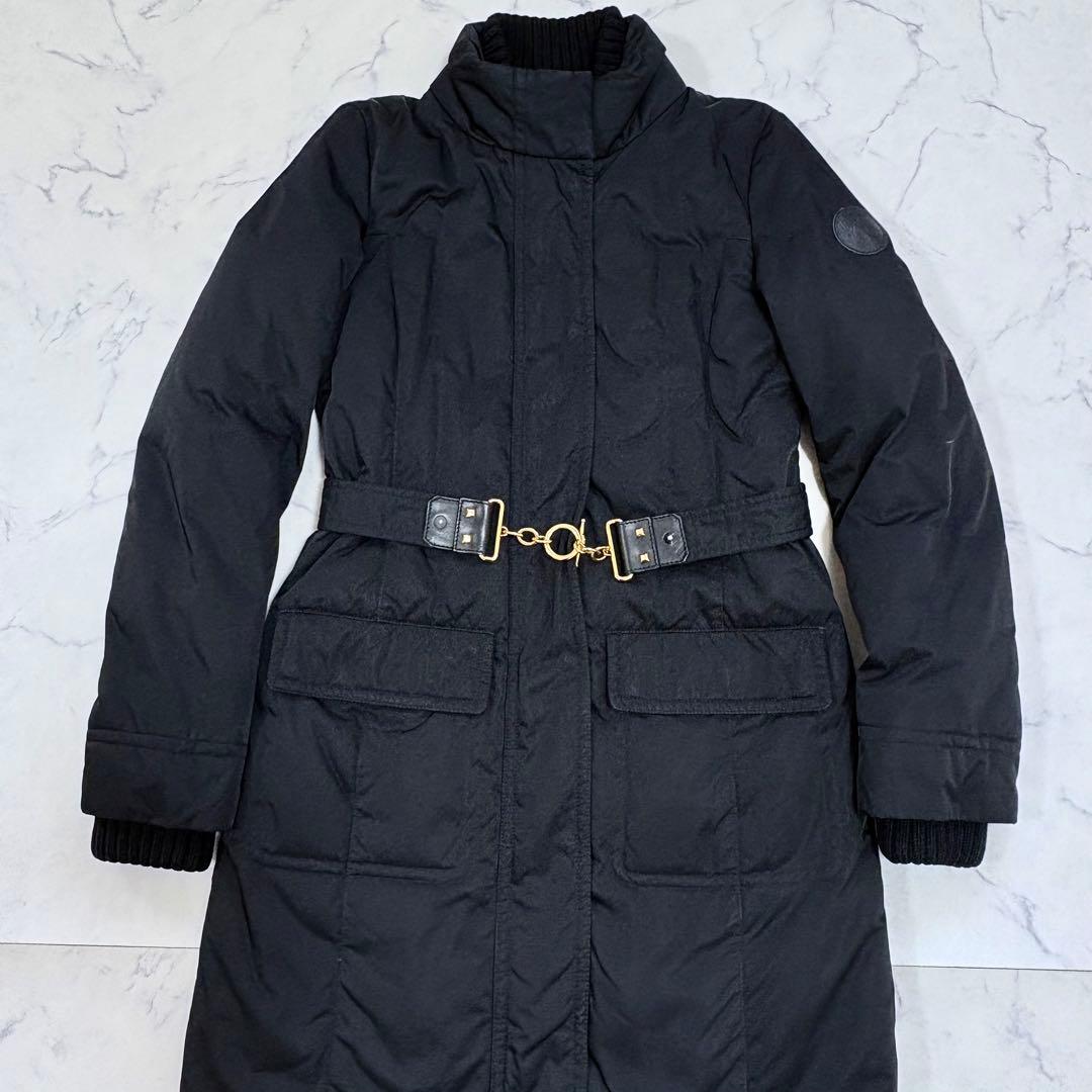 美品 GUCCI ロング ダウンコート 36 GG裏地 ゴールド金具 ベルト付