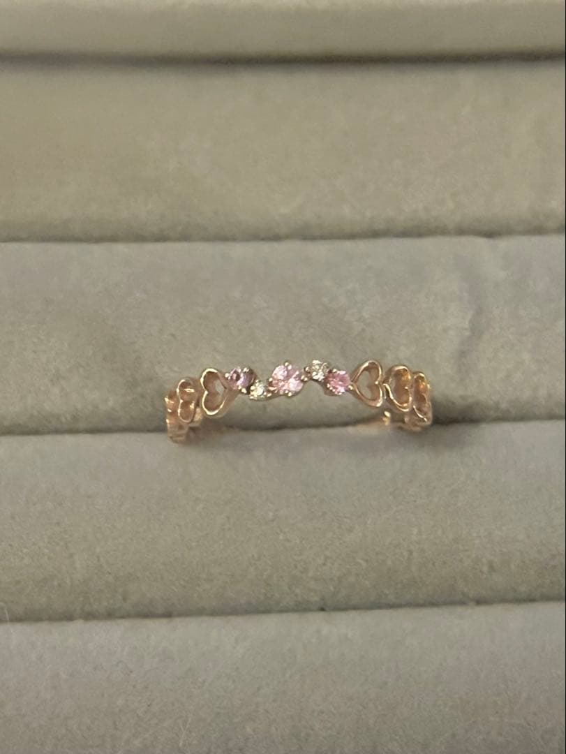 最終k10PGピンクサファイアハートモチーフリング