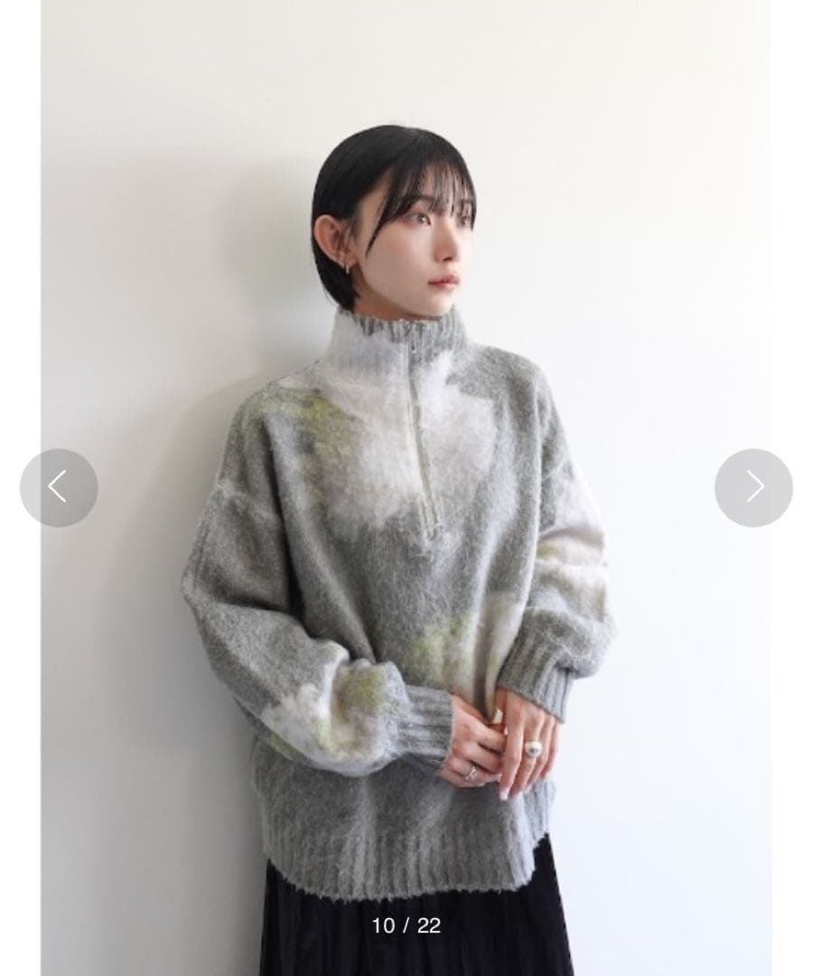 【sahara】フラワープリントハーフジップニット【美品・値下げ】