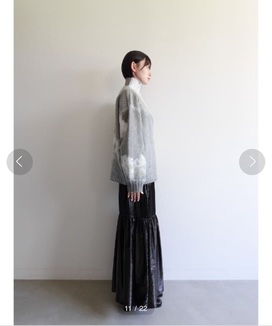 【sahara】フラワープリントハーフジップニット【美品・値下げ】