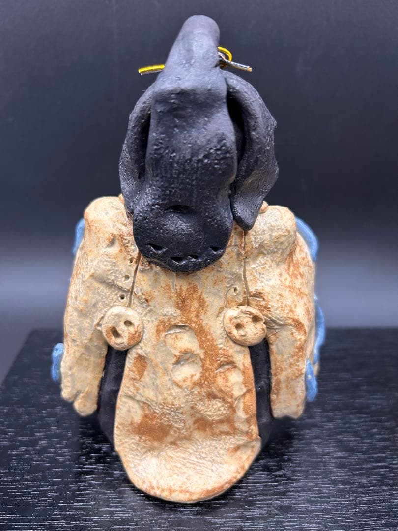 【希少】雛人形　水野雅子 作家もの　「灰釉雅子雛」　陶器　箱付き　瀬戸焼　雅窯