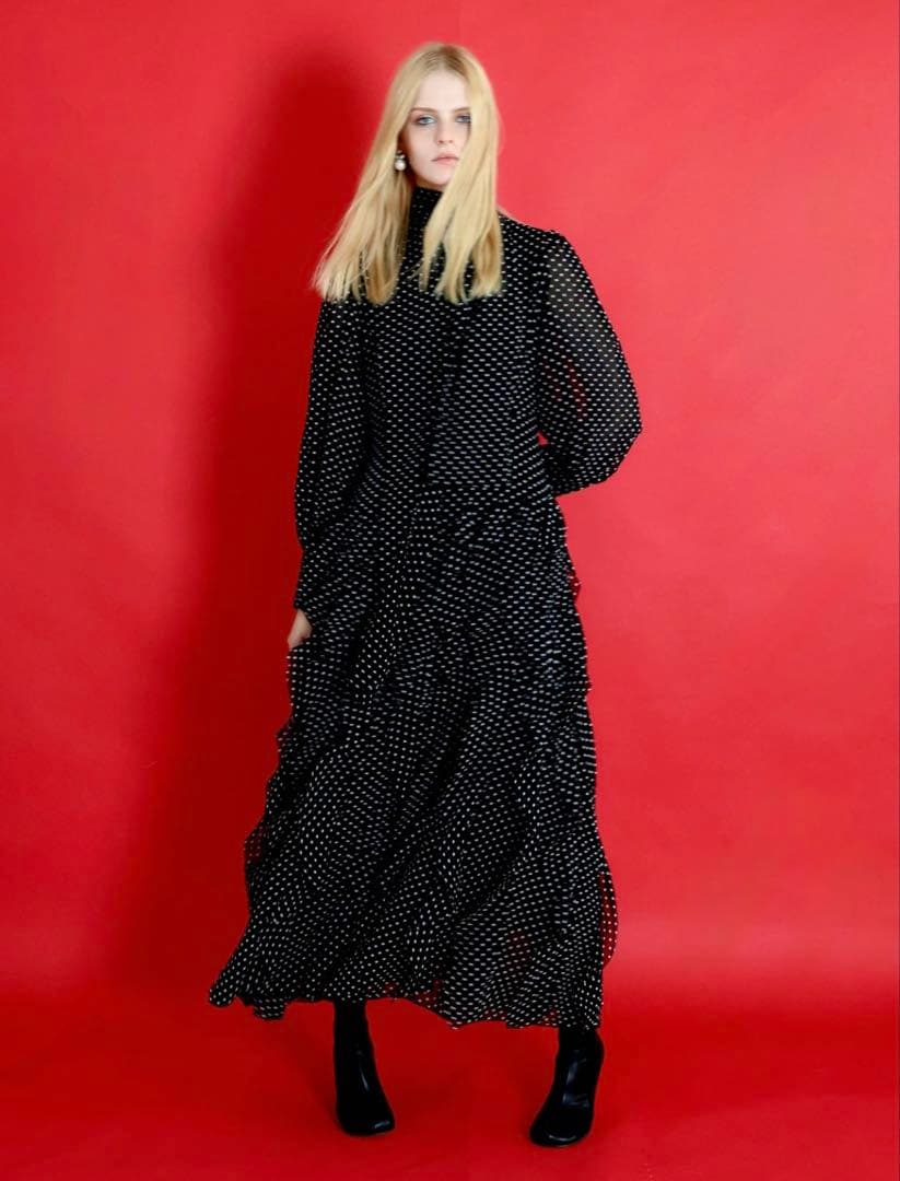 ワンピース Amomma ADELE DOT CIFFON TIE DRESS