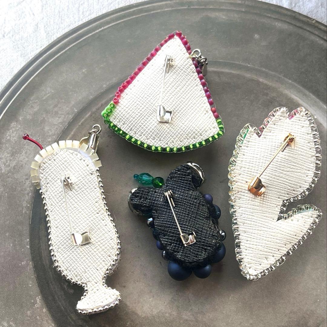 まさはる チューリップ メロンソーダ ビーズ刺繍ブローチ