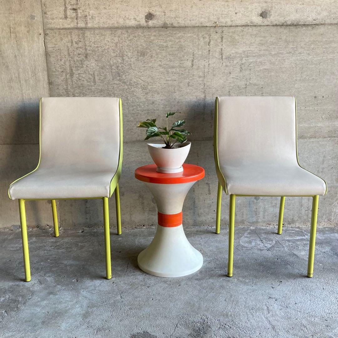 PROCEED チェア 椅子 背もたれ 2脚 ホワイト グリーン ポップ レトロ