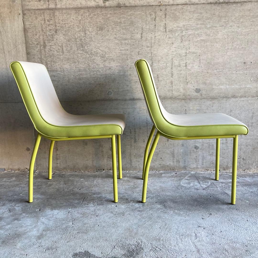 PROCEED チェア 椅子 背もたれ 2脚 ホワイト グリーン ポップ レトロ