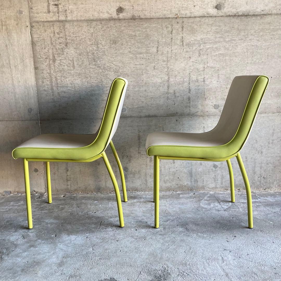 PROCEED チェア 椅子 背もたれ 2脚 ホワイト グリーン ポップ レトロ
