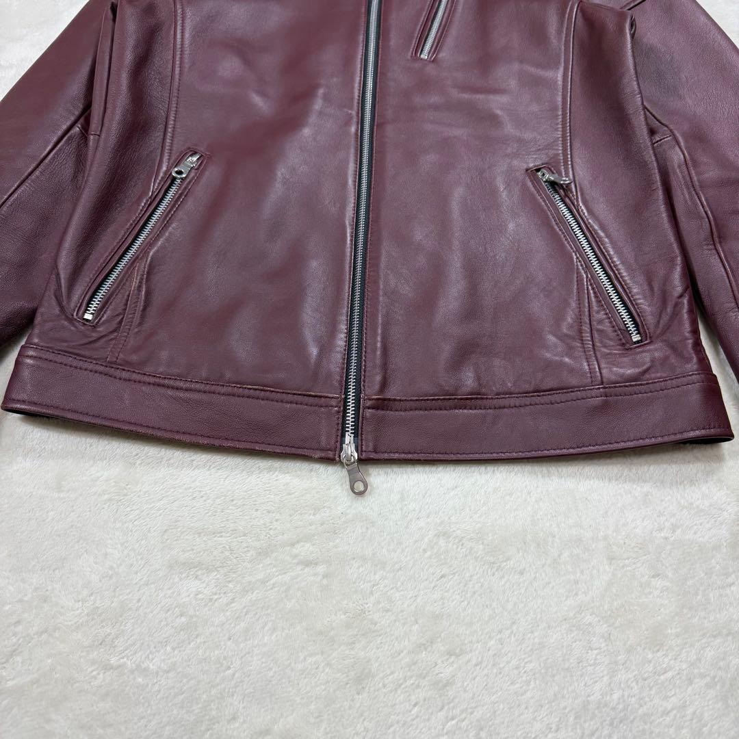 ラトルトラップ シープレザーシングルライダースジャケット 羊革 ボルドー L