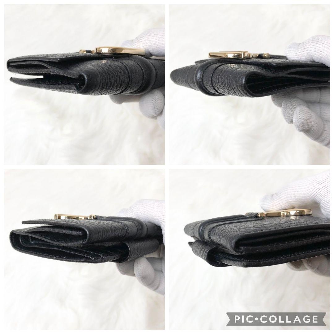【美品】GUCCI 二つ折り財布 ダブル ホック ウォレット ゴールド金具