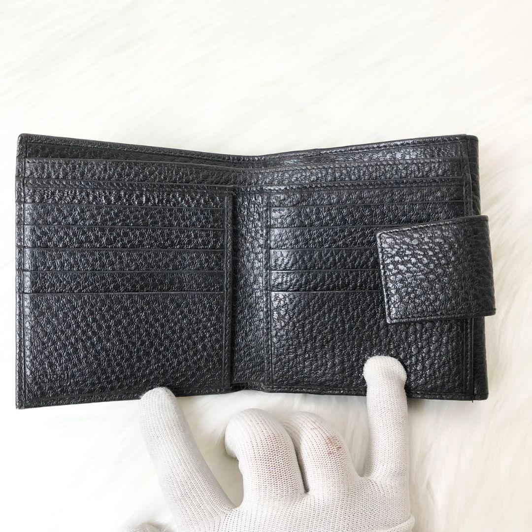 【美品】GUCCI 二つ折り財布 ダブル ホック ウォレット ゴールド金具
