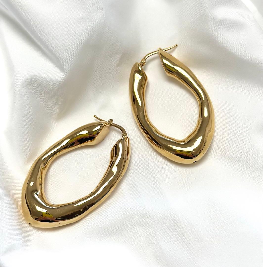 最終値下げ❗️JIL SANDER フープロゴ ピアス ゴールド