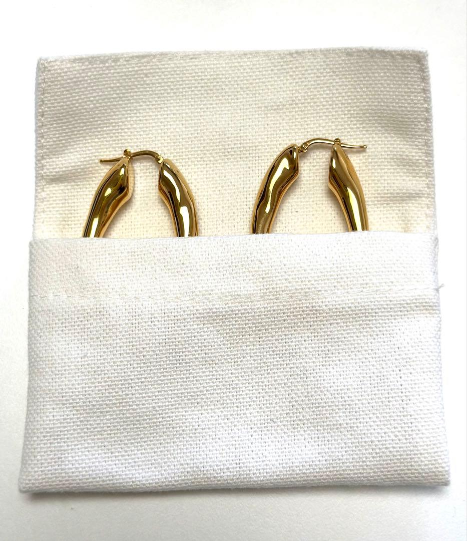 最終値下げ❗️JIL SANDER フープロゴ ピアス ゴールド