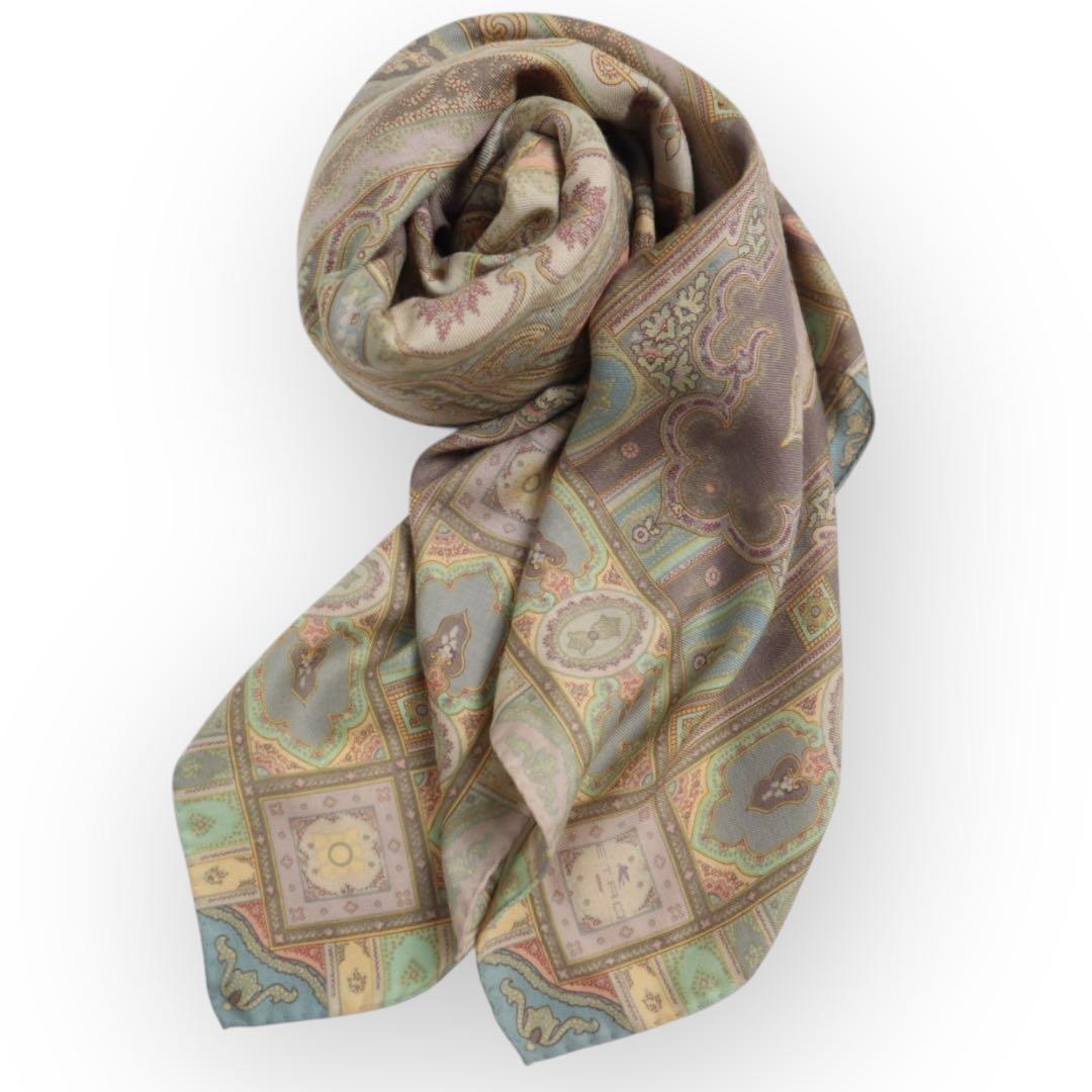 Vintage ETRO エトロ 大判 ウール シルク ストール ショール