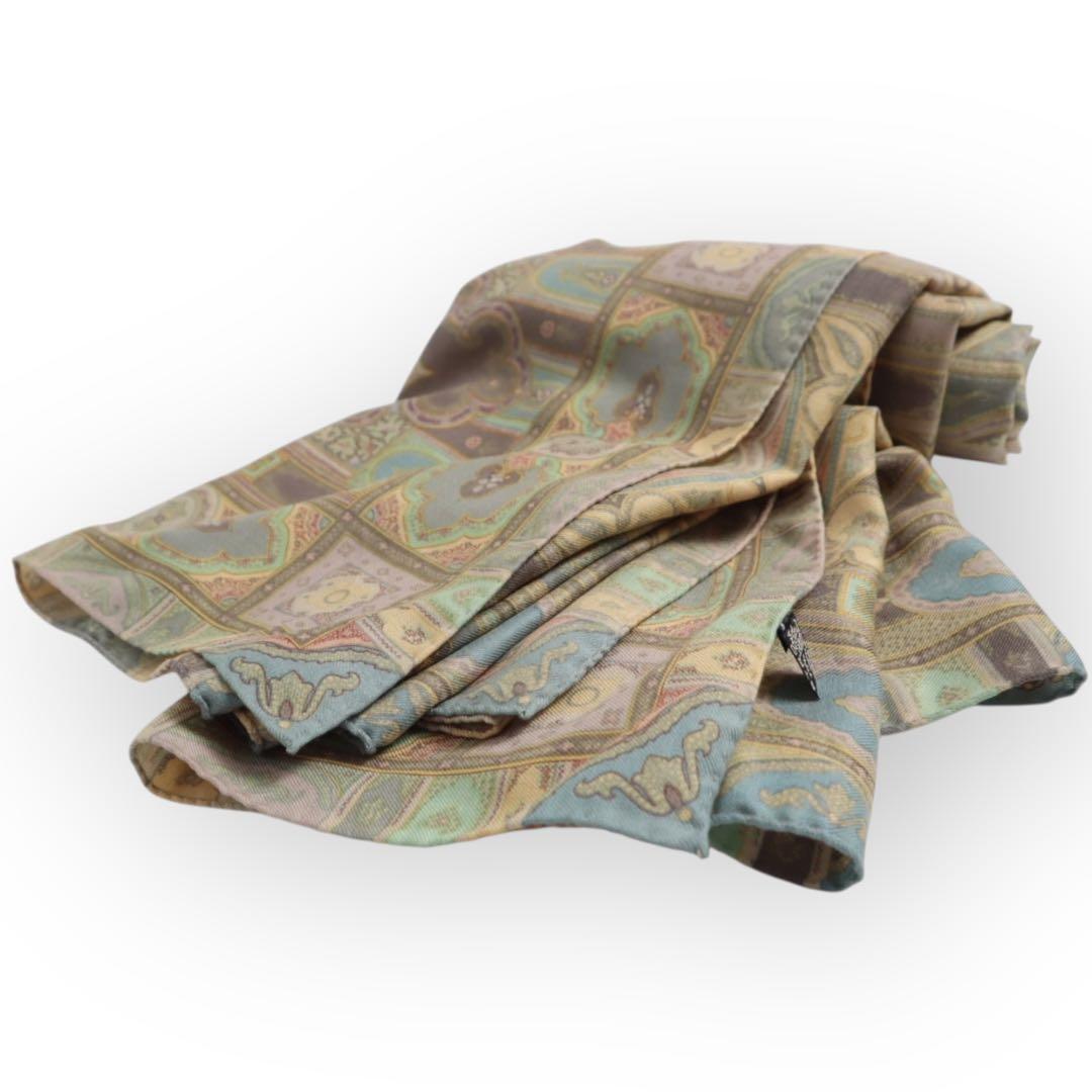 Vintage ETRO エトロ 大判 ウール シルク ストール ショール