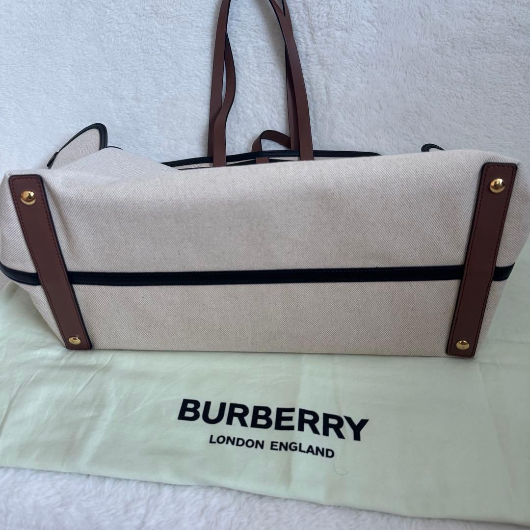 BURBERRY ラージ　ソフトベルト　トート　キャンバス　レザー　大容量