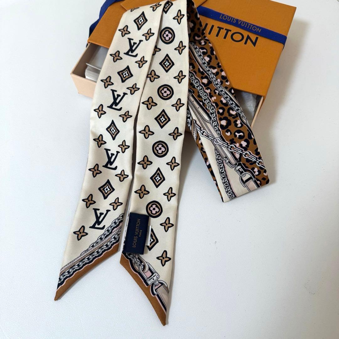LOUIS VUITTON レオパード柄スカーフ ヴィトン バンドー ヒョウ柄