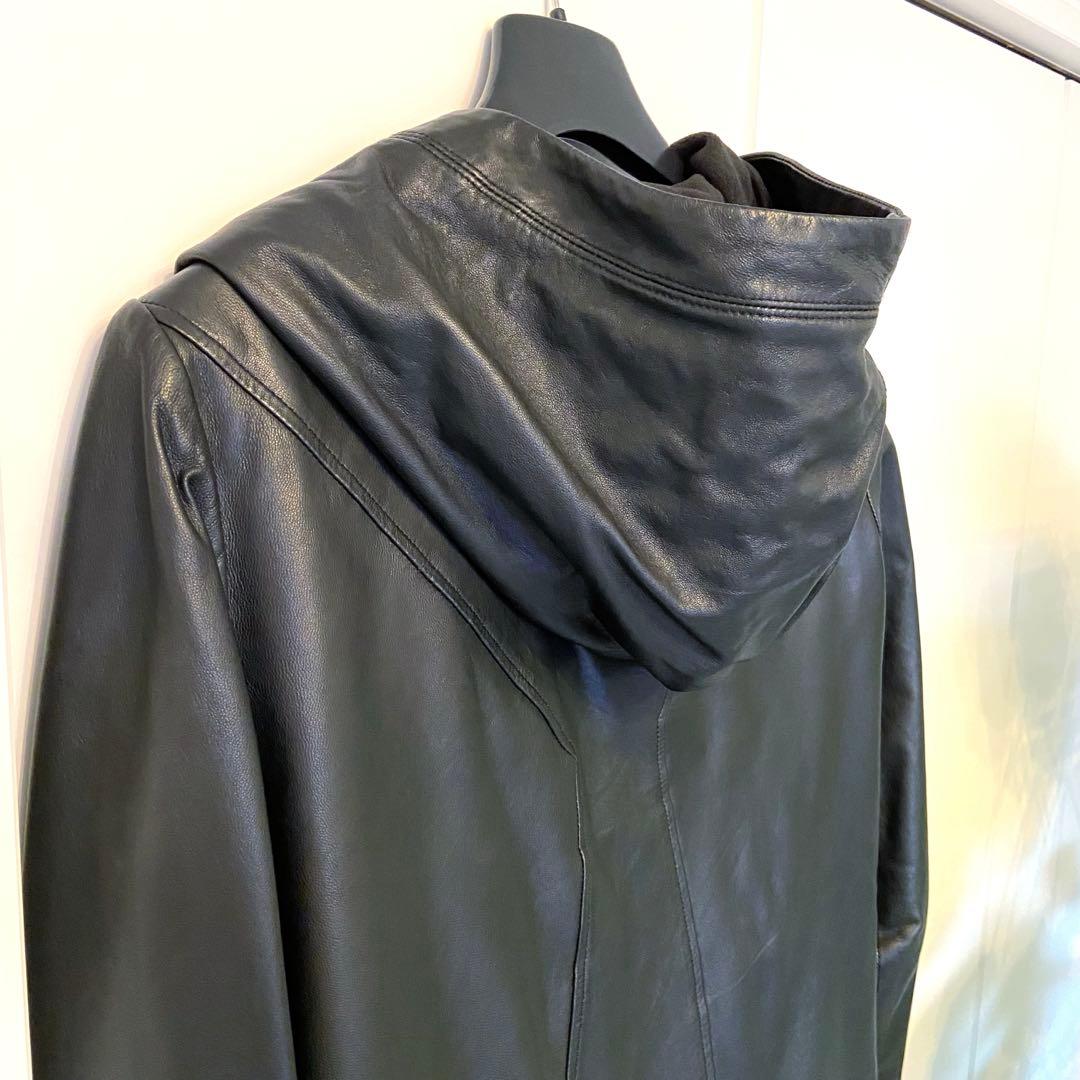 HELMUT LANG フーデッド レザージャケット 羊革 ブラック M 美品