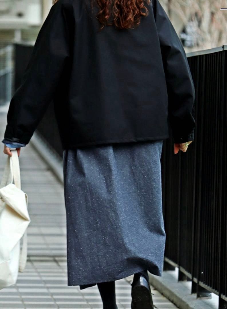 nanamica ナナミカ コットンワンピース 長袖シャツワンピース ネイビー１