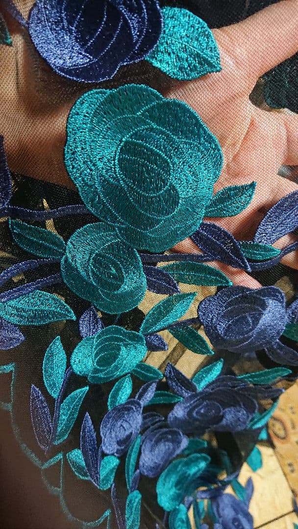 1点のみ✴︎豪華な刺繍の幅広チュールレース5m