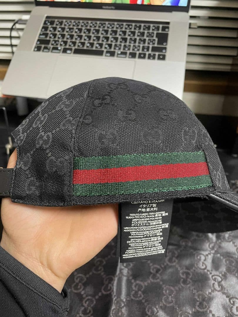 Gucci ブラック GGパターン ベースボールキャップ size M