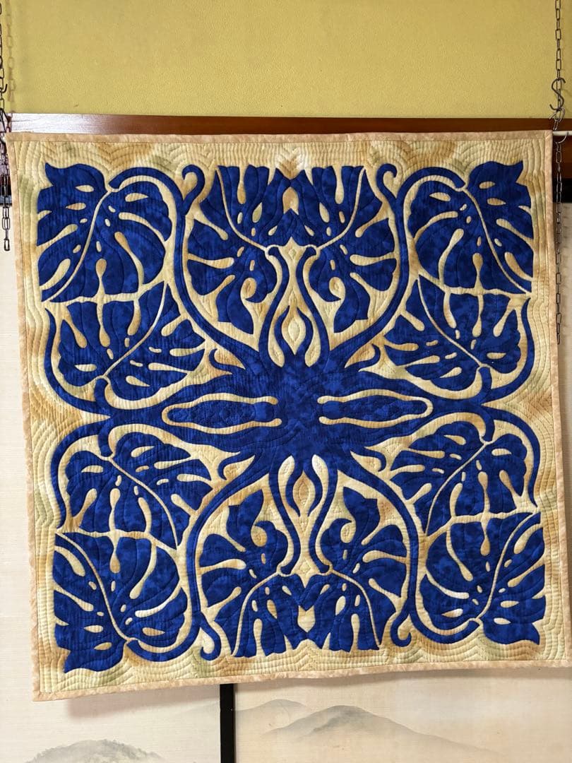 ハワイアンキルト モンステラデザインのキルティング