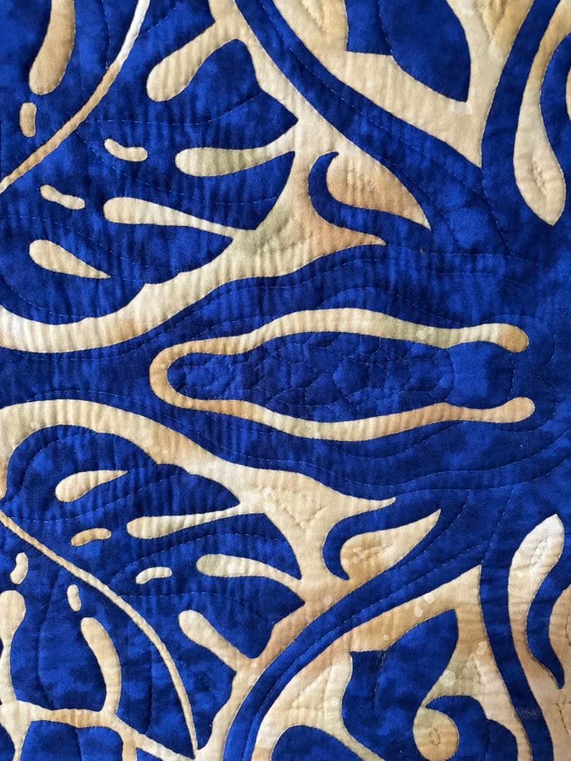 ハワイアンキルト モンステラデザインのキルティング