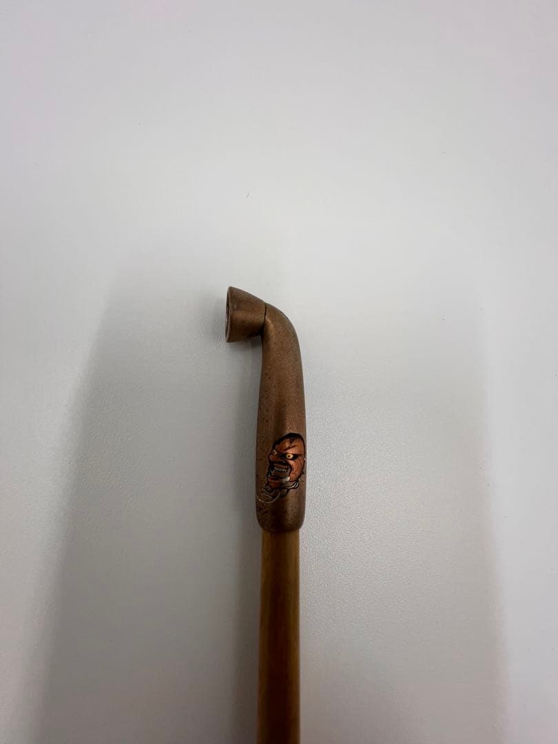 明治〜大正期 人物彫金刻印有 キセル一式 煙管 竹胴 皮袋・筒付