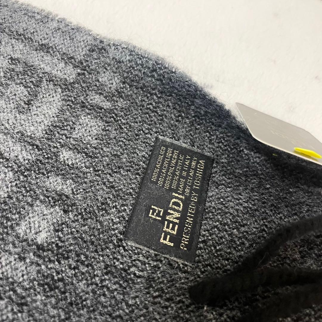 FENDI フェンディ　マフラー　ストール　ズッカ　リバーシブル　ブラック
