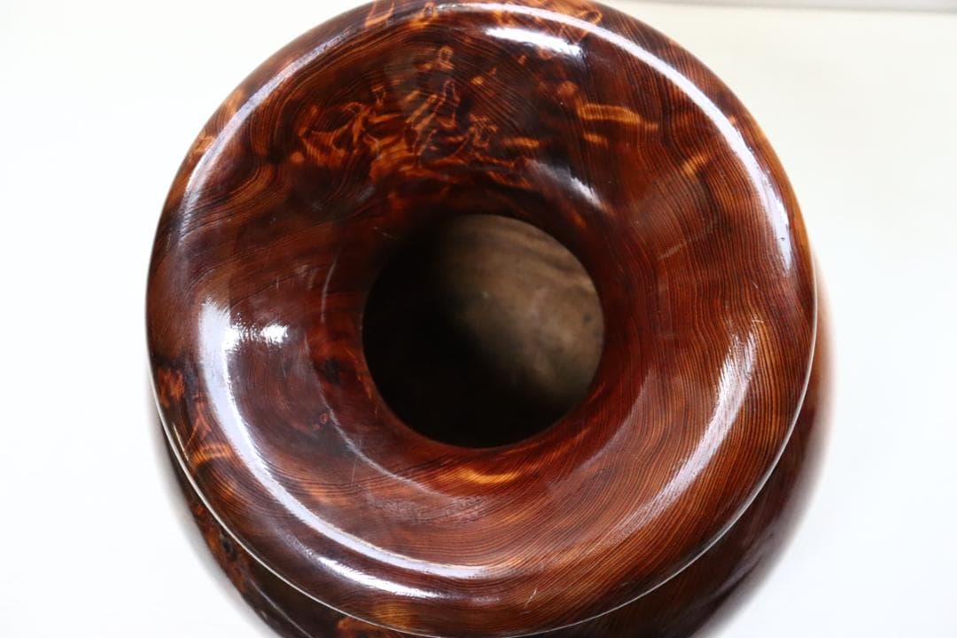 希少　屋久杉 光明杢　花瓶 花器 工芸品 花入 壺 アンティーク
