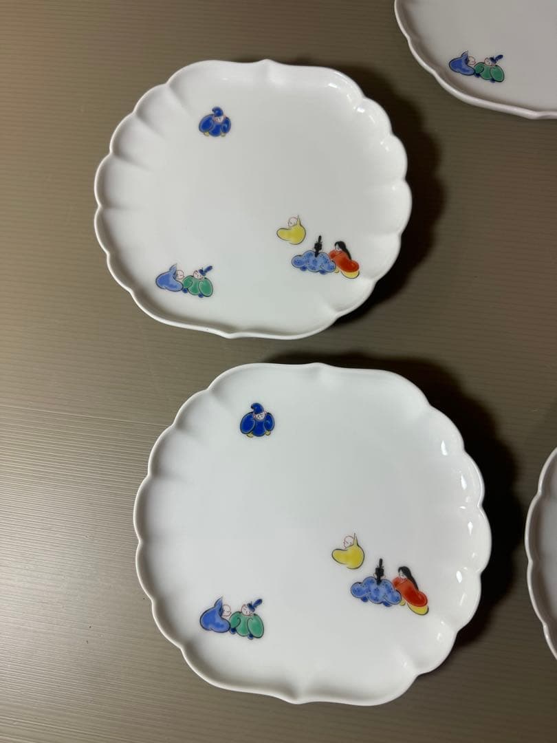 2727 深川製磁 六歌仙 菊中割和皿揃 5客　未使用