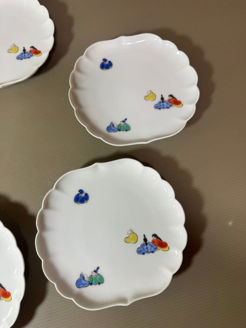 2727 深川製磁 六歌仙 菊中割和皿揃 5客　未使用