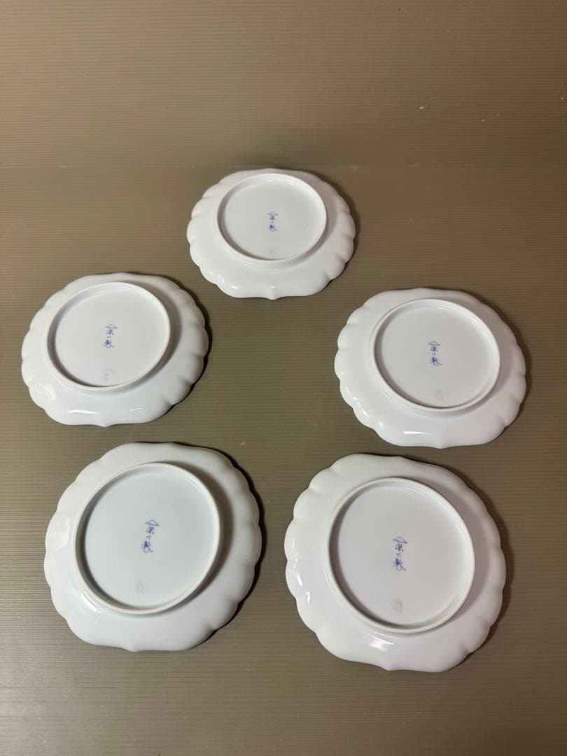 2727 深川製磁 六歌仙 菊中割和皿揃 5客　未使用