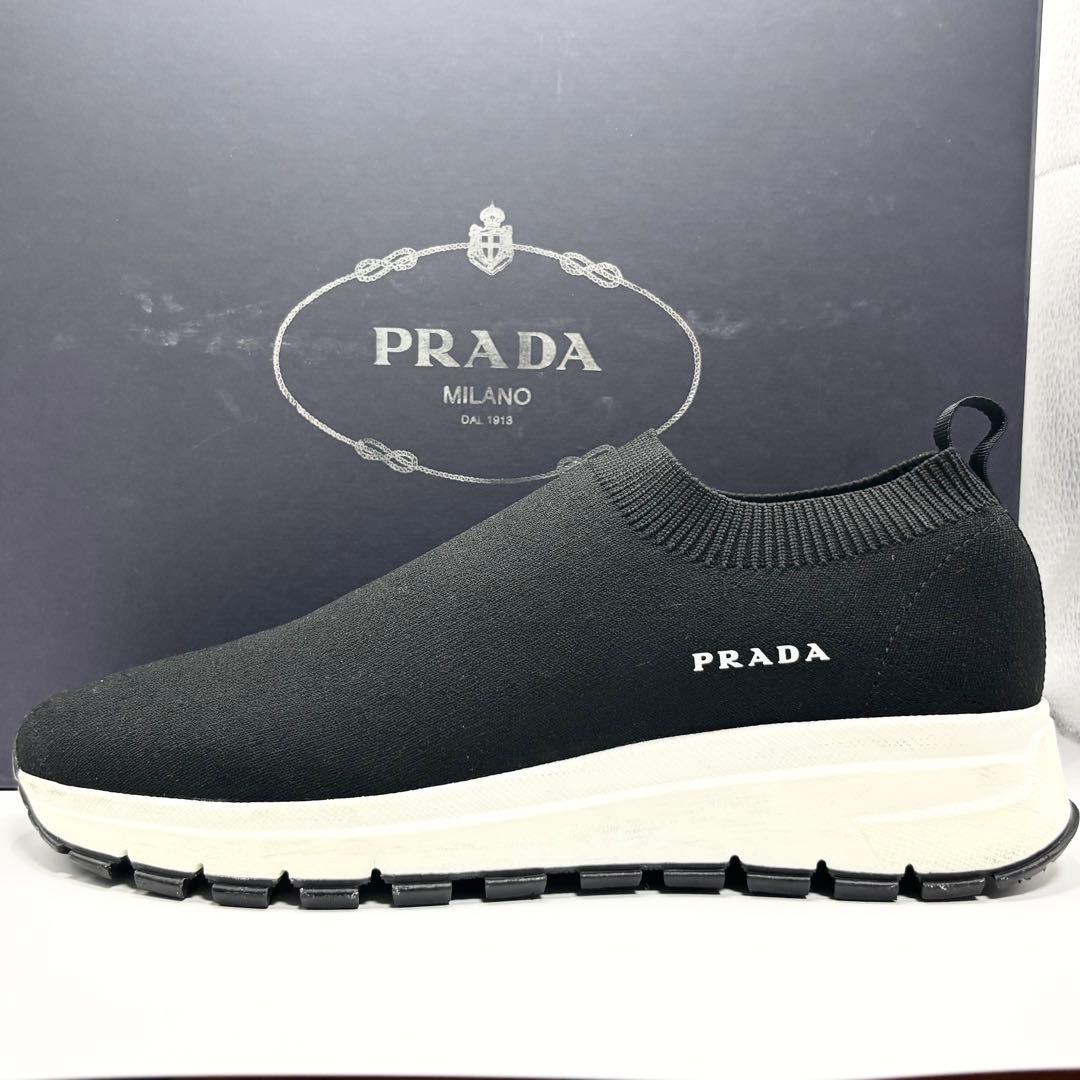 ✨付属品付✨PRADA ソックススニーカー　ニット　スリッポン　ロゴ　ブラック