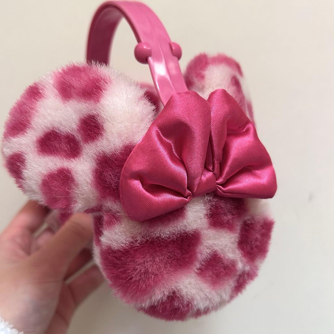 ディズニー ミニーちゃん イヤーマフ カチューシャ型 耳当て ヒョウ柄 JK