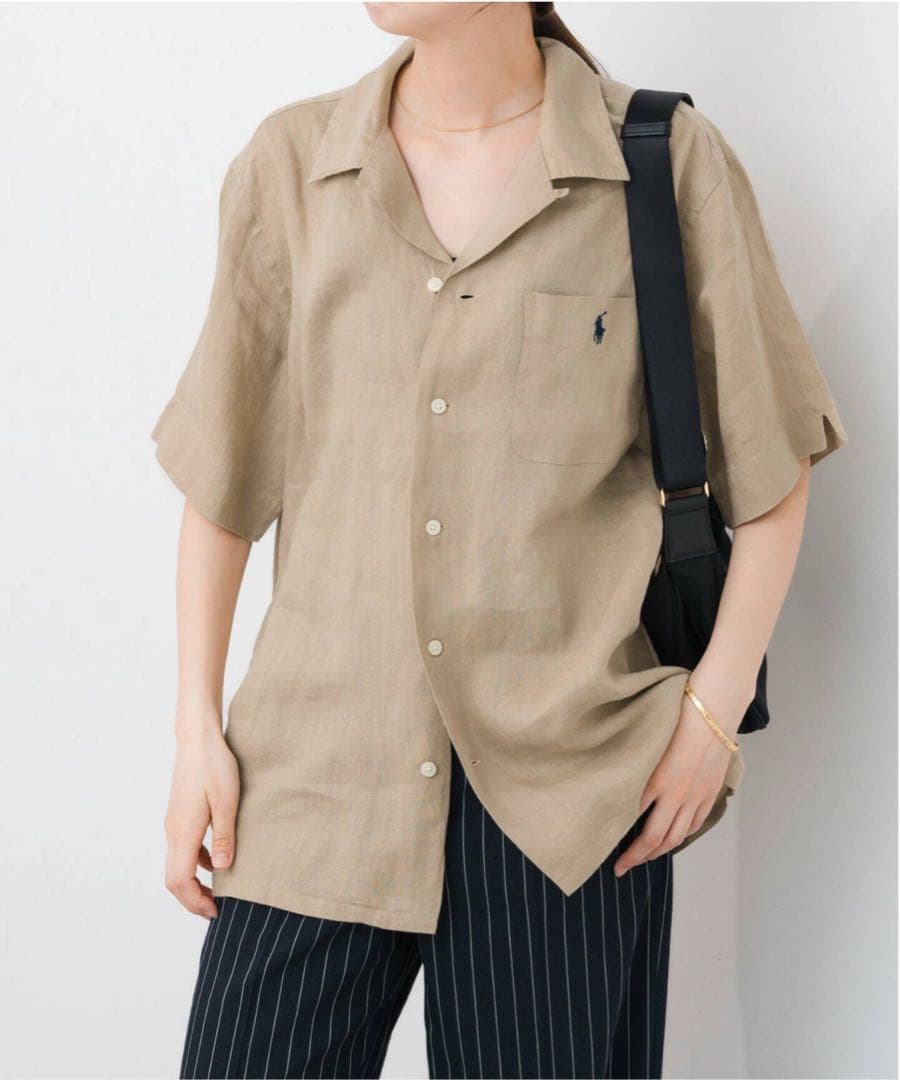 新品 スピックアンドスパン ポロラルフローレン ショートスリーブシャツ ベージュ