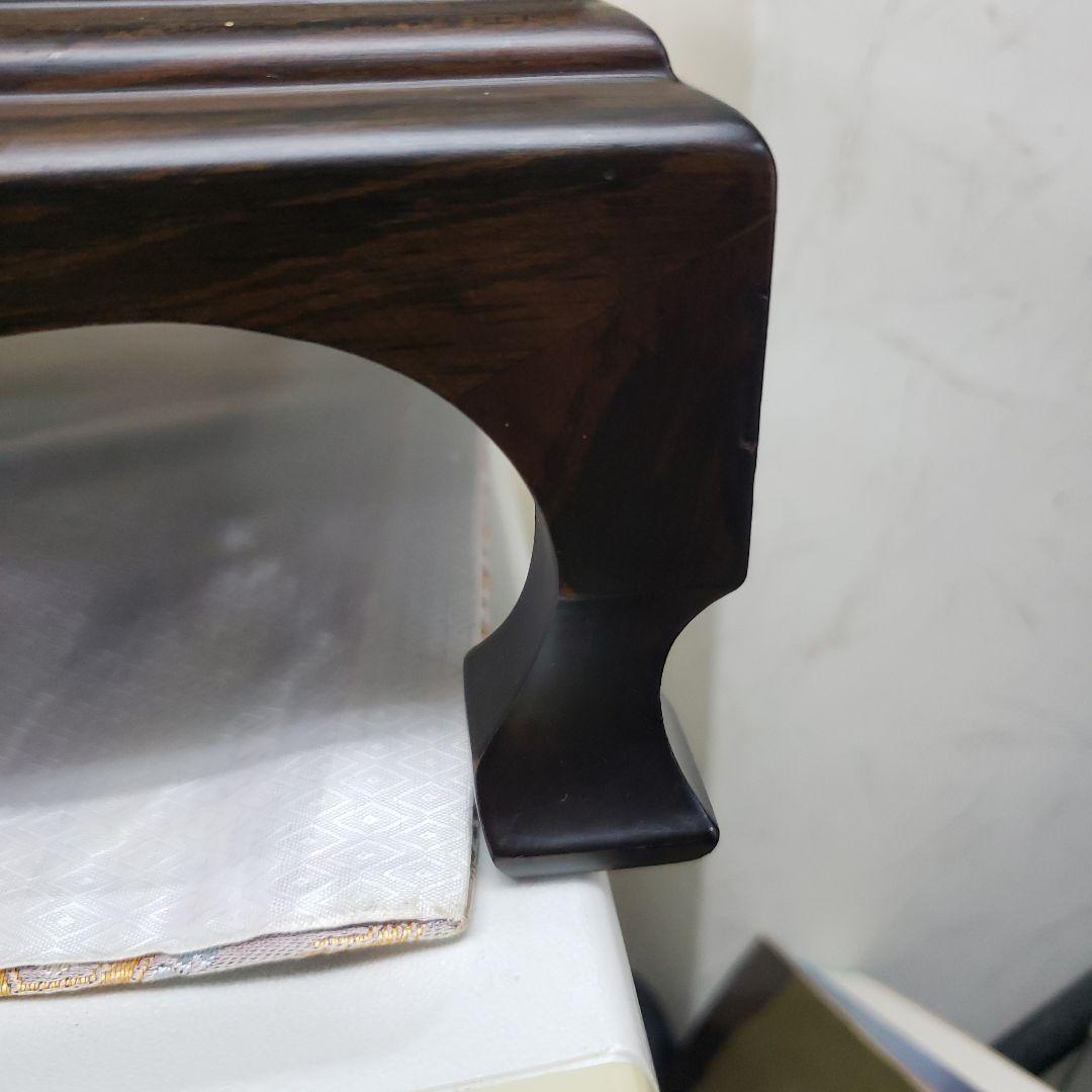 蔵出し特価　黒檀花台 スジ彫花瓶台 D５１×３３×１２cm　こきず訳有り箱付き