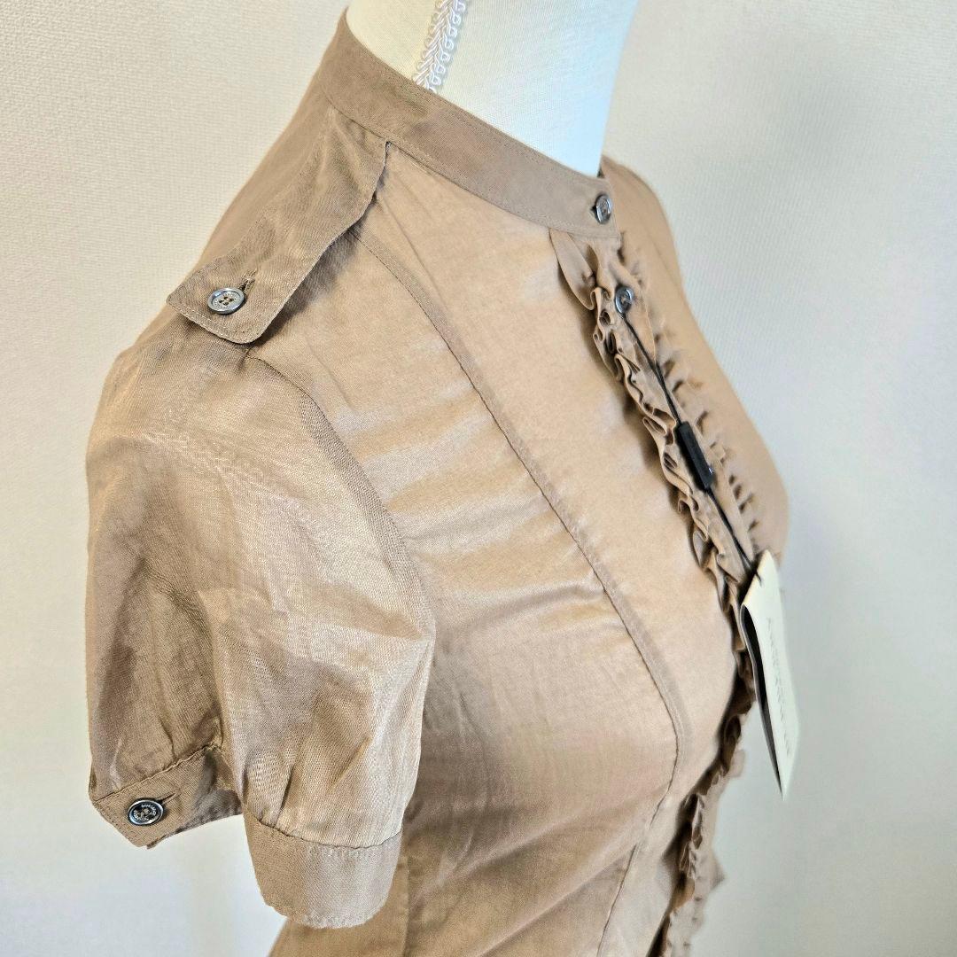 タグ付未使用 BURBERRY バーバリー ブラウス シャツ シフォン 半袖 S