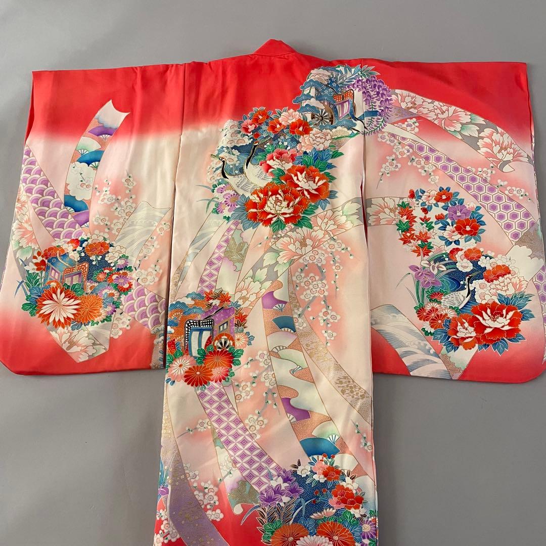 美品　七五三　3歳　4歳　正絹お着物セット　正絹被布コーデ　草履　バッグ付き