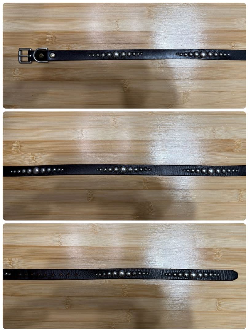 ⭐️美品⭐️HTC⭐️ナローベルト⭐️ブラック(茶芯)レザー⭐️ニッケルスタッズ⭐️34