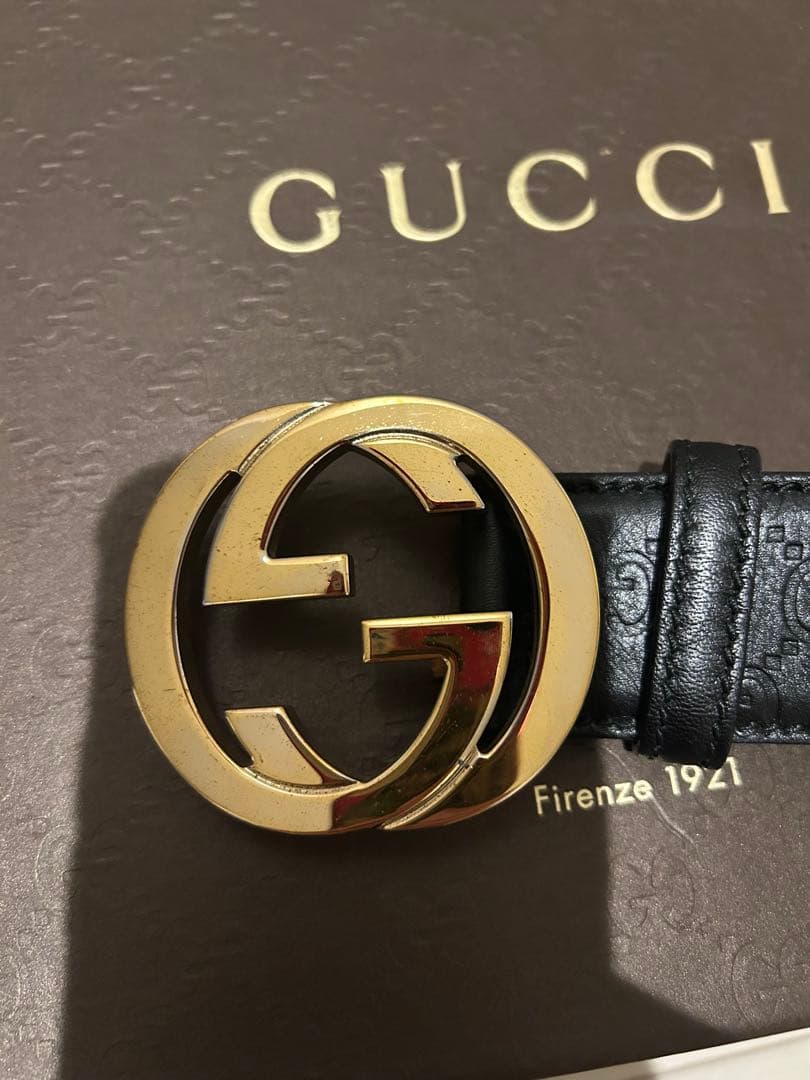 GUCCI ブラック インターロッキングベルト 85-34