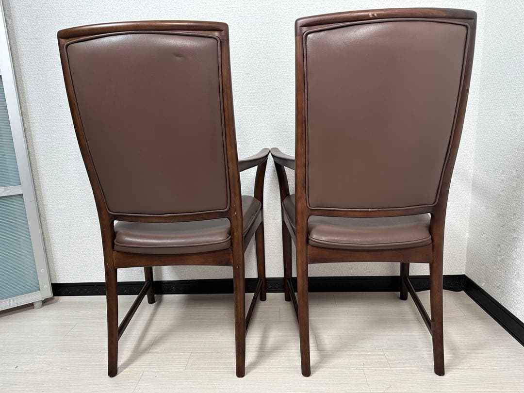 展示品 オカムラ アームチェア ダイニングチェア 2脚セット ブラウン ※i1※