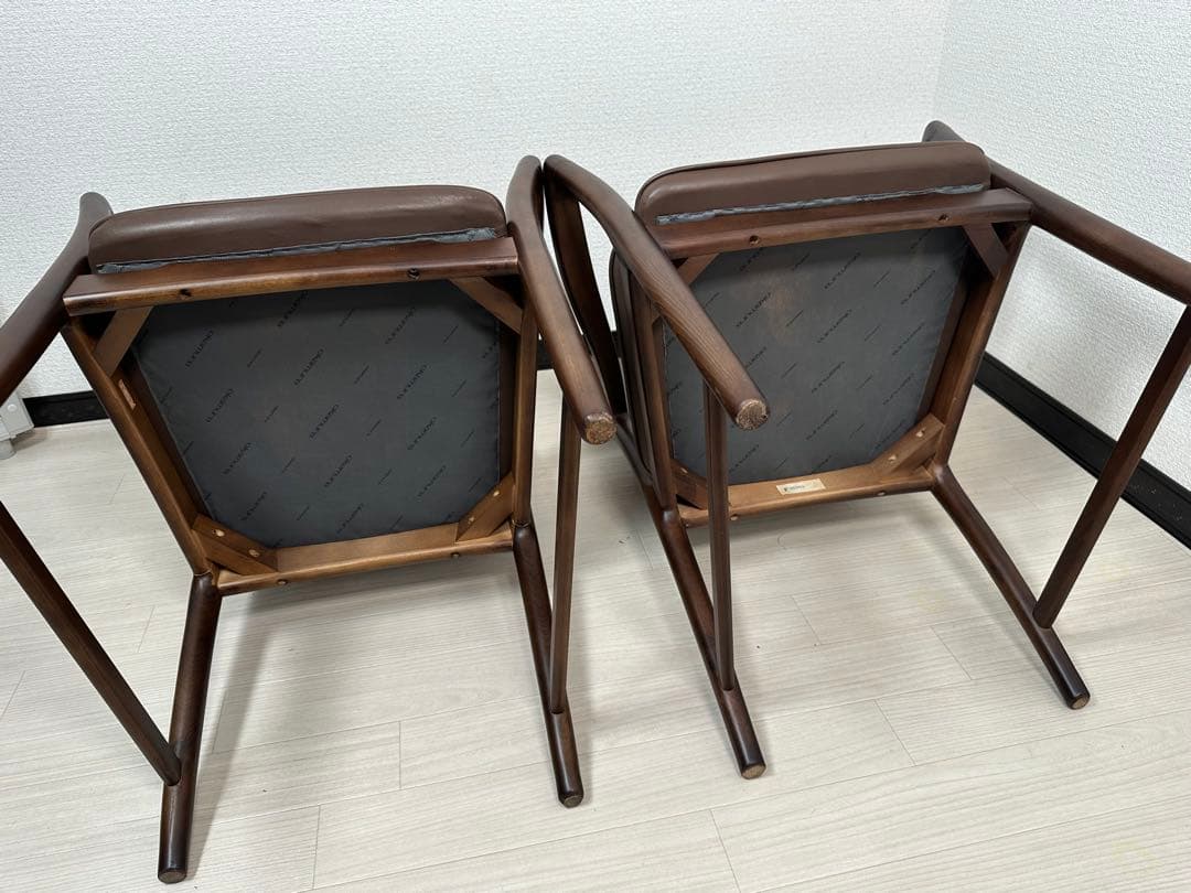 展示品 オカムラ アームチェア ダイニングチェア 2脚セット ブラウン ※i1※