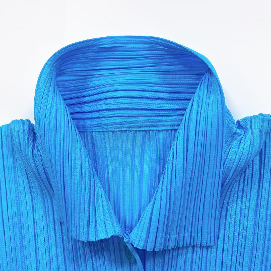 ISSEY MIYAKE PLEATS PLEASE ブラウストップス 水色 L