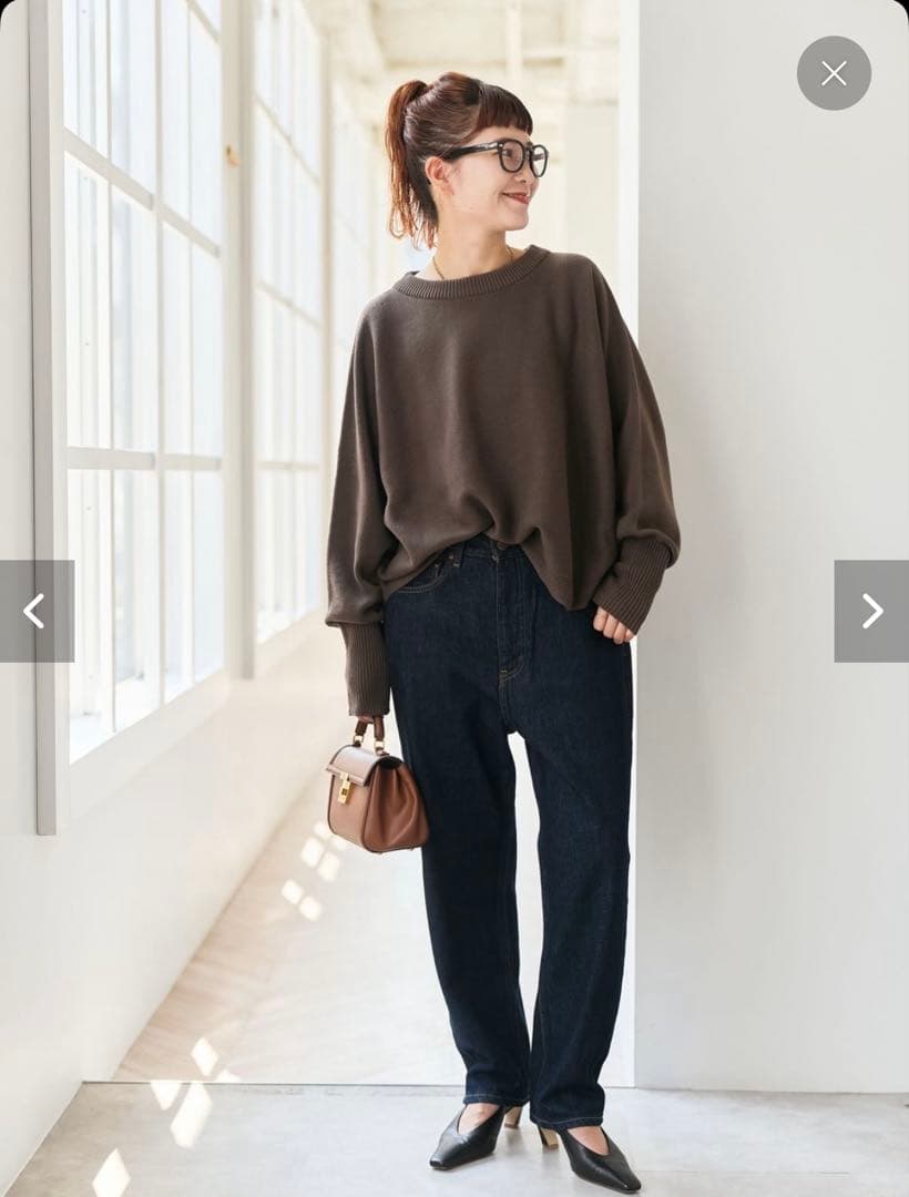 Spick&Span バルキーヤーンドルマンロングリブニット ブラウン