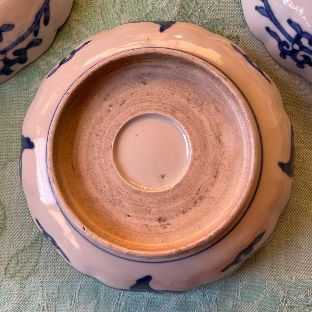 古伊万里　染付　牡丹　松竹梅　吉祥文様　膾皿2客