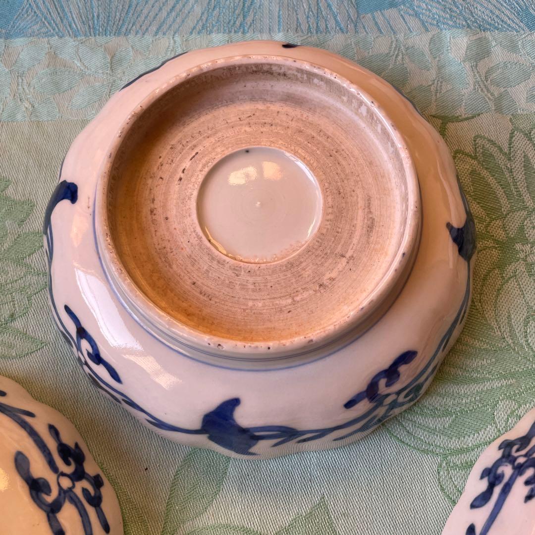 古伊万里　染付　牡丹　松竹梅　吉祥文様　膾皿2客