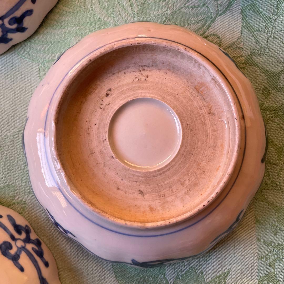 古伊万里　染付　牡丹　松竹梅　吉祥文様　膾皿2客