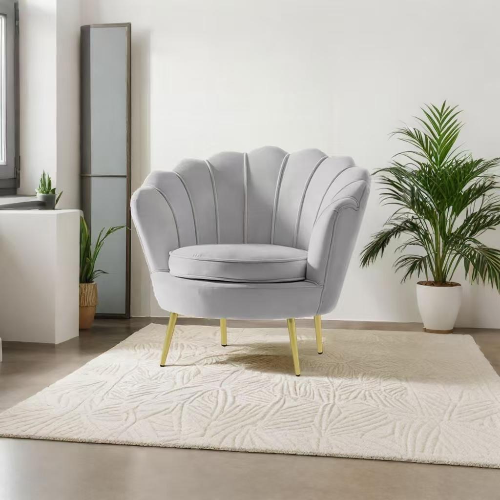 グレーのベルベットチェア 訳あり品　写真をご確認 SF01-70-02