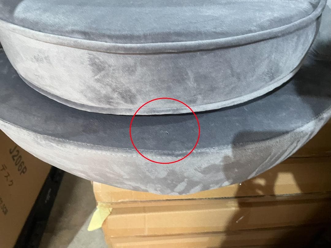 グレーのベルベットチェア 訳あり品　写真をご確認 SF01-70-02