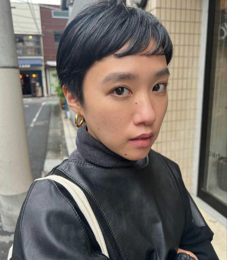 塩野かれんさん 私物 ヴィンテージ レザー切替 トップス